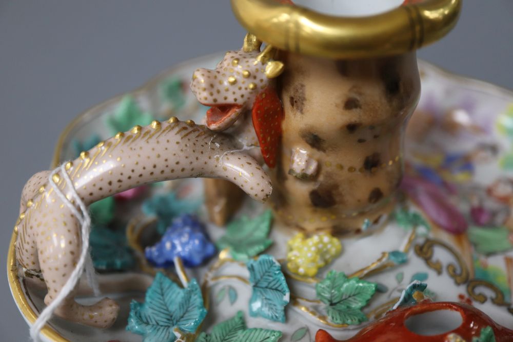 A 19th century Meissen candlestick, in Chinese style, height 8cm